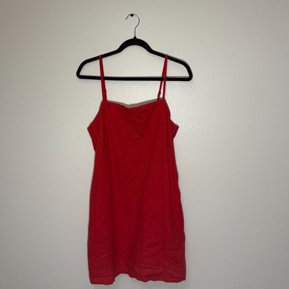 Abercrombie & Fitch Linen Blend Dress Built in Shorts Large Tall Red